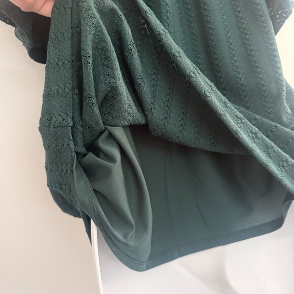 LOFT Hunter Green Eyelet Knit Top | Lined | On/Off Shoulder | Size M - Picture 5 of 8
